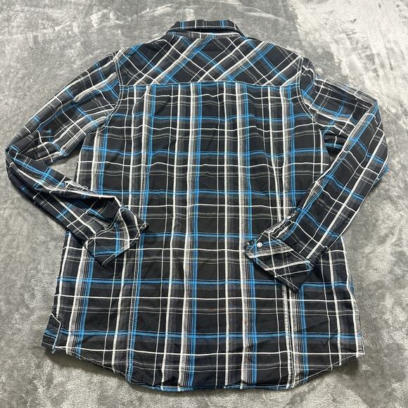 Redsnap Clothing Shirt Mens Large Black/Blue Pearl Snap Western‎ Cowboy - Picture 5 of 9